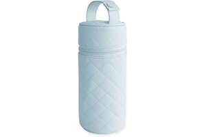 Duffi Baby Termo Porta biberon Polipiel Bebe. Bolsa termica portabiberon Caliente y Frio. Funda isotermica para biberones o Termo portatil. Cremallera y asa. Limpieza facil. Coleccion Lux Azul.