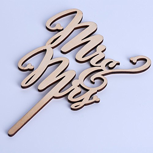 eBoot Mr und Mrs Torte Topper Holz Hochzeit Torte Topper Party Torte Dekoration - 4