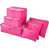 Pink 6 PCS Travel Storage Bags Set Clothes Tidy Packing Cubes Luggage Organizer Pouch Waterproof t High Quality Oxford Mesh C