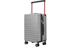 British Traveller Maleta Pequeña, Maleta de Cabina con Material PC Equipaje de Mano con 8 Ruedas Giratorias, 57.5 x 38 x 23 cm Maletas de Viaje con Cierre TSA Incorporado(Gris)