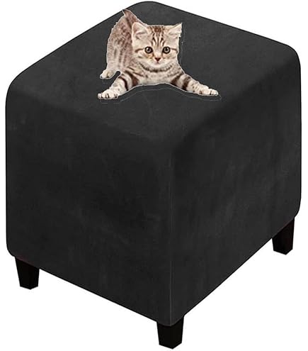 HJLRR Housse De Protection Pour Repose-pieds Carrée, Tissu Jacquard épais Et Doux, Amovible, Antidérapant, Pour Repose-pieds De Rangement, Gris Foncé, M