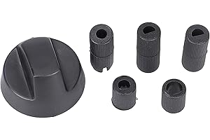 Europart 10029977 UNIVERSAL Knebel Knauf Drehgriff Drehknopf Griff Kochstellenknopf Knopf Schwarz 43mm mit Adaptern für Kochfeld Herd Backofen für alle Marken