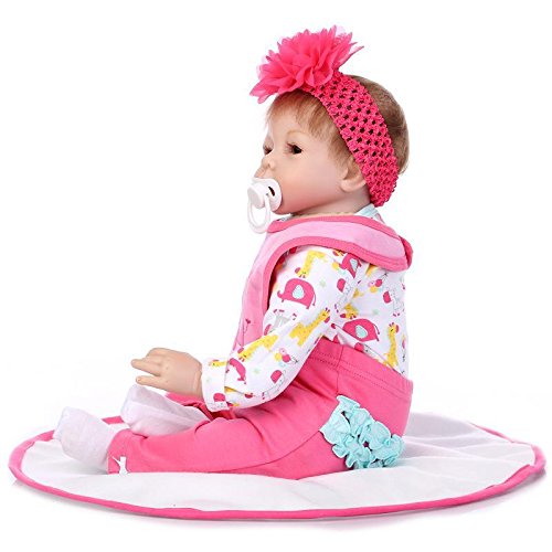 NPKDOLL Reborn Baby Doll Soft Silicone Vinyl 22inch 55cm Magnetic Mouth Lifelike Boy Girl Toy Pink Elephant A1UK