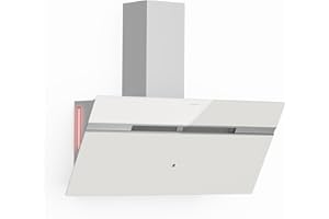Klarstein Alina Cooker Hood - 90cm Kitchen Extractor, 690 m³/h Airflow, A++ Energy Efficiency, LED Lighting, Quiet 52 dB, Touch Control, Exhaust & Recirculation, White