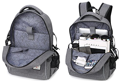 Travistar Oxford Herren Rucksack Jungen Schulrucksack Teenage Laptop Rucksack mit USB Ladeport fit 15 Zoll Laptop