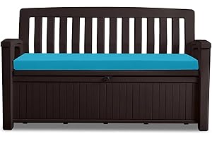 Go4Demand Waterproof Garden Bench Cushion 128x50x5cm Outdoor Bench, Eden & Storage Bench Seat Pad Only Extra Thick Swing Bench Patio Furniture Pads Durable & Easy to Clean Removable Cover (Turquoise)