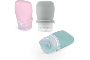 TINKBER 3 Piezas Silicona Botella de Viaje a Prueba de Fugas, Juego de Botellas de Viaje de Silicona, Contenedores Exprimibles Recargables, para Champú Acondicionador Artículos de Tocador