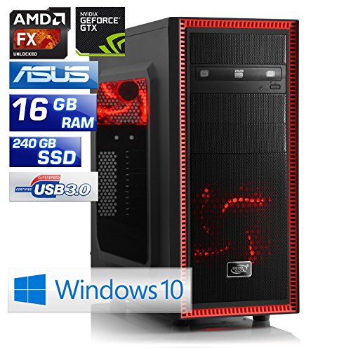 CSL Sprint D10031X inkl. Windows 10 – AMD FX-8370E 8x 3300MHz, 16GB RAM, 240GB SSD, 1000GB HDD, GeForce GTX 1060, DVD, USB 3.1 - 2