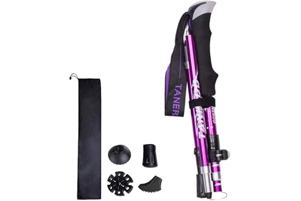 Bâtons de Randonnée, Bâtons de Marche Pliable Antichoc Téléscopique Aluminium 7075 Ultra Léger Bâtons de Trekking pour Hommes Femmes