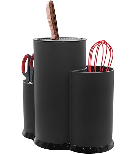 3-in-1 Messerblock Ohne Messer – Schwarzer Organizer Für Küchenmesser Und Utensilien