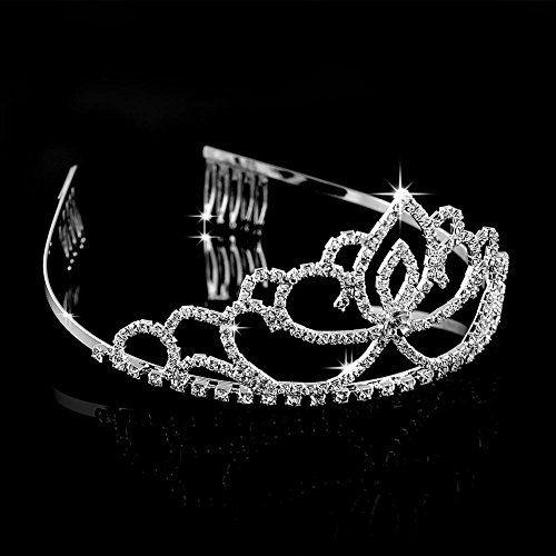 ABEILLO Tiara Crown Headband at Wedding Party for Bridal Bridesmaid Elegant Pageant Hair Accesories with Charming Rhinestone with Comb (Silver) 