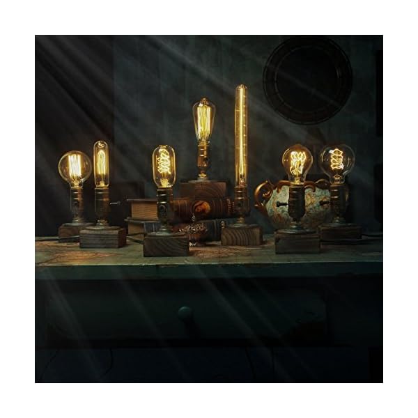 YUENSLIGHTING E27 Vintage Wood Blocks Table Lamp Desk Light for Cafe Bar Studio Night Light for Bedside Dimmable Without Bulb Art - Image 7