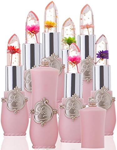 6pcs Jelly Lipstick With Flower, Quistal Women Makeup Magic Temperature Color Changing Lip Balm Lip Gloss (Multicolor)