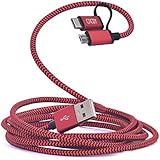 CACOY Cavo Tipo C, 2-in-1 [2m] Cavo Micro USB e USB-C di Ricarica di sincronizzazione dati Nylon Intrecciato per Nintendo Switch 2017, Pixel/XL, Nexus 5X/6P, MacBook Pro, OnePlus 2/3, Lumia 950, Huawei P9 e Android dispositivo - Rosso e Nero