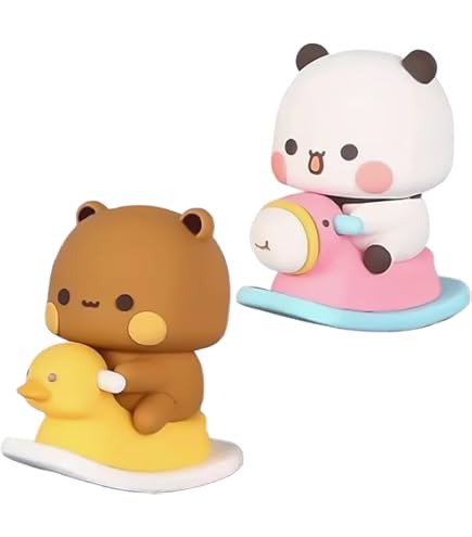 Quixotical Bubu Dudu Figure 2 Pezzi Bubu Dudu Statuetta Oscillante, Panda Simpatica Decorazione Per Cruscotto, Statua Di Orso Panda Per Auto, Ufficio