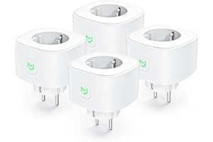 MEROSS Inteligentna wtyczka, zestaw 4 gniazd WiFi 16 A kompatybilny z Alexa, Google Home i SmartThings, programowalne gniazdo z pomiarem zużycia energii, sterowaniem głosowym i pilotem