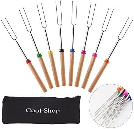 Cool-Shop Marshmallow Roasting Sticks Extending Roaster Set of 8 32 Inch Extendable Forks For Perfect Smores &amp; Hot Dogs At The Campfire by Coolgadget Shop