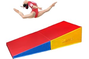HTRY Gymnastics Inclined Mat, Cheese Wedge Skill Shape Tumbling Mats With Carrying Handle And Foldable Design For Home Fitness, Gymnastics Training, Dance Yoga Stretchin(Size:120×60×35cm（47.2×23.6×13.8in）)