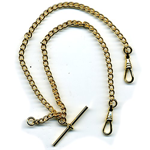 Rolled Gold Solid Pocket Watch Double Albert Chain Close Curb Fob - FA43
