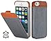 Produktbild StilGut UltraSlim Case, Fashion-Serie, Tasche für Apple iPhone 5, 5s & iPhone SE, Storm Grey Kunststoff/Cognac