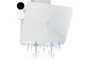 Klarstein Hotte Aspirante 60cm, Hottes de Cuisine Inclinées, Filtre de Hotte en Aluminium, Débit d'Air Puissant 595m³/h, LED, Ecran Tactile, Extracteur d'Air Silencieux, Hotte Efficace avec Evacuation