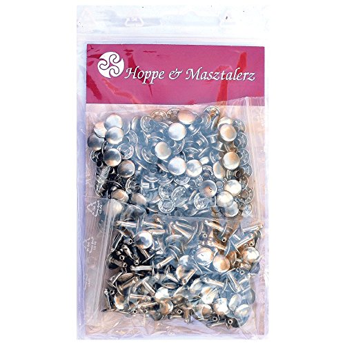 100 Doppelkopf-Hohlnieten Nieten Ziernieten 11mm (11/12/2) aus Eisen (nickel frei), Finish: nickel-glänzend - 2