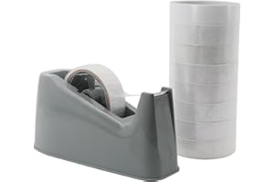 QILIMA Desktop Tape Dispenser with Transparent Tape Refills, Nano Tape Non Slip Base, for Masking Tape,Heat Resistant Tape,Fits 1" & 3" Core, Grey