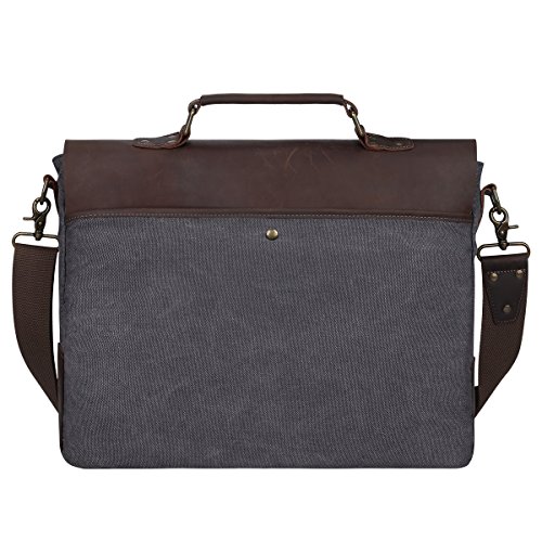 S-ZONE Vintage Segeltuch Leder Unisex Damen Herren Junge Multifunktiontasche Umh  ngetasche Henkeltaschen Laptoptasche Beutel f  r Arbeit Studium Reis