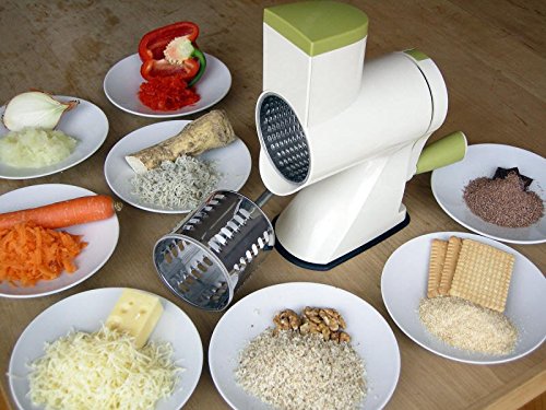 MAAJ® STANDTROMMELREIBE MIT 2 TROMMELN FÜR NÜSSE KÄSE GEMÜSE SCHOKOLADE OBST BROT MEERRETTICH - 7