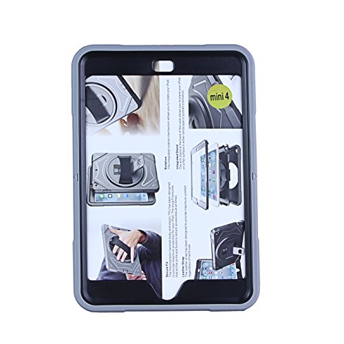 Cellular360 Apple iPad Mini 4 Hülle,schmutz- und stoßfest, 360 drehbare Handschlaufe mit integriertem Standfuß (Apple iPad Mini 4, Handheld-Grau) - 3