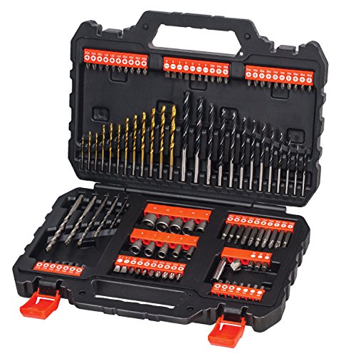 Black + Decker 109-teiliges Bohrer- und Schrauberbit-Set, Metall-; Holz-und Steinbohrer, Stecknüsse, Bits, Senker, A7200