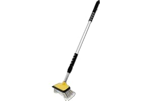 THÉO Brosse Lavage Voiture Télescopique jusqu'à 165 cm, Balai Brosse Télescopique Lavage, Lavage Optimal Brosse Douce, Manche résistant alu, Confort de Maintien, Gain de Temps avec la Raclette Intégrée