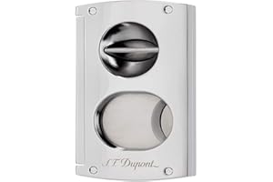 S.T. DUPONT Coupe cigare - Coupe cigare guillotine - Outil à Cigares - Coupe-cigare double lame, avec une lame classique et une lame V-CUT - Finition Chrome - ST DUPONT