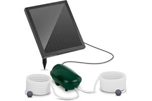 Uniprodo Uni_Pump_03 Solar-Teichbelüfter mit Akku Sauerstoffpumpe 2 Steine Durchfluss 200 l/h Solarzelle 1,4 W Solar-Teichpumpe