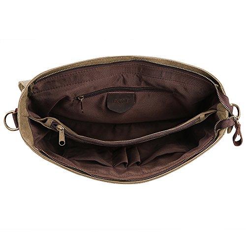 S-ZONE Vintage Messenger Bag   Umh  ngetasche   Schultertasche   Laptoptasche aus Canvas Leder Unisex Vintage ideal f  r Studium B  ro oder Freizeit O