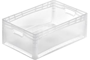 PROREGAL Transparenter Eurobehälter LightLine mit offenem Griff | HxBxT 22x40x60cm | 46 Liter | Eurobox, Transportbox, Transportbehälter, Stapelbehälter
