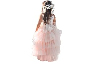 NNJXD Ragazza Fionda Pizzo tutù Tulle Fiore Ragazze Principessa Festa Vestire Taglia120 (4-5 Anni) 1901 Giallo-A