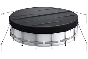 JUDANNA Round Pool Cover, Solar Covers for Above Ground Pools Swimming Pool Cover Protector Waterproof Outdoor Round Inflatable Hot Tub Cover Bathtub Pool Dust Covers (10 Ft)