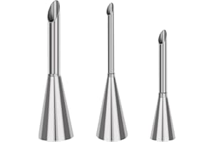 SSRDFU Dysza do napełniania pączków, babeczek, eclairs puff, 3 szt., długa dysza ze stali nierdzewnej, do napełniania pączków, babeczek, eclairs, pasticcerie (5/6/8 mm)