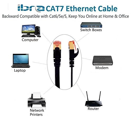 40m – CAT.7 Ethernet Gigabit Lan Netzwerkkabel (RJ45) | 10Gbps 600Mhz (10/100/1000Mbit/s) | Patchkabel | STP | kompatibel zu CAT.5 / CAT.5e / CAT.6 | Switch/Router/Modem/Patchpannel/Access Point/Patchfelder | IBRA Schwarz Flach - 7