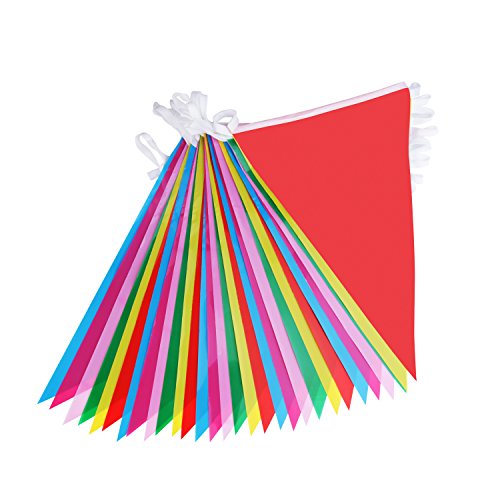 Multicolour PVC Bunting Banner(10m with 30 Flags), Opret Plastic Double Sided Bunting for Party Decoration Multicolour PVC Bunting Banner(10m with 30 Flags), Opret Plastic Double Sided Bunting for Party Decoration