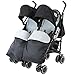 Zeta Citi TWIN Stroller Buggy Pushchair - Black Double Stroller Complete With FootMuffs