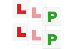 NICECRAFT 6 Pcs Universal Waterproof Learner Plate, 2Pcs Self Adhesive L Plates & 2Pcs Electrostatic L Plates for Car Window Glass & 2Pcs P Plates for New Driver Car Motorcycle Motorbike Non Magnetic Stick On