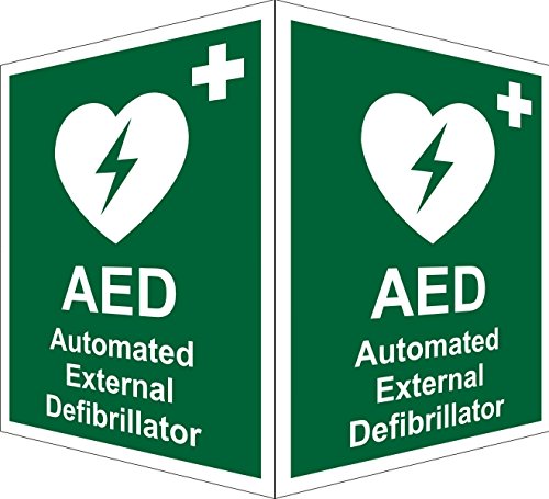 AED Automated External Defibrillator On Each Face Sign, 150mm x 200mm - 1mm Semi Rigid Plastic
