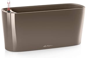 Lechuza – Pot de Fleurs d'Interieur – Delta 20 – Réserve d'Eau Intégrée – Coloris Taupe – 40 x 15 x 18 cm