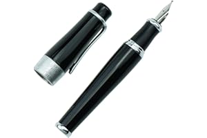 Lanxivi 2009 - Penna stilografica, motivo Charlie Chaplin, resistente, punta fine, colore: nero Pennino ricurvo nero.