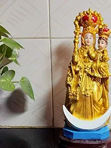 Breeze Handicrafts Imported Poly Marble Our Lady of Health Annai Velankanni Mary Statues for Home Altar Showpiece Arogya Matha Medium Size 9 inch Height Yellow [1]