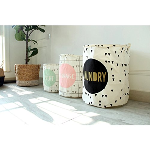 Inwagui Klapp-Runde Baumwolle Wäschekorb Haushalt Organizer Korb Wäschesammler Wäschetasche für ihre Schmutzwäsche – Große(Laundry) - 3
