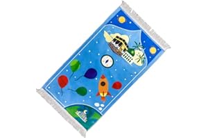 Windplusya Gebetsteppich für Kinder, 19.7x35.4 in Muslimischer Cartoon-Quasten-Gebetsteppich, Weicher Dicker Muslimischer Gebetsteppich Eid-Geschenk für Jungen/Mädchen. (Blue Aeroplane)