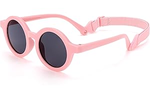 BTHRORO Occhiali da Sole Polarizzati per Bèbe, Silicone Rotondi Occhiali da Sole Con Regolabili Cinghia UV400 100% Protezione per Bambini da 0 mesi a 2 anni